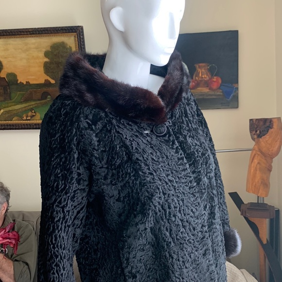 PERSIAN LAMB  JACKET WITH SABLE TRIM LUXURY MOB WIFE - Picture 1 of 16